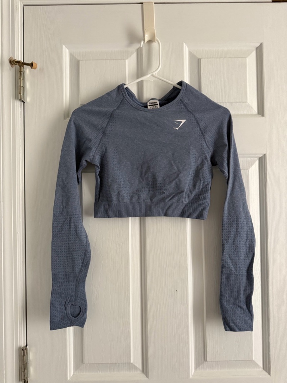 Gymshark Blue Marl Vital Seamless 2.0 Long-Sleeve Cropped Top